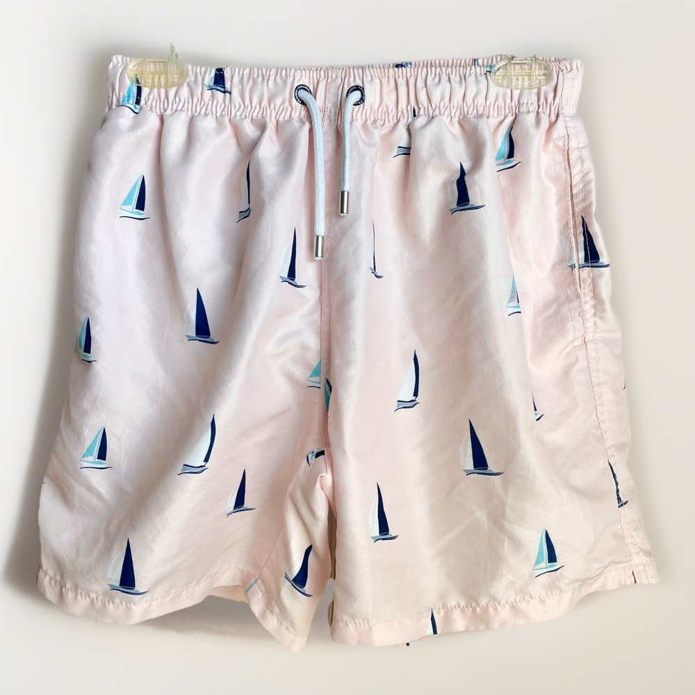 Franks Swim Trunks Mens M Hawaiian Nautical Sail Boat Shorts Tropical Cruise